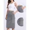 Allegra K Women's High Waisted Elastic Back Corduroy Midi Cargo Skirts with Pockets - 2 of 4