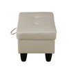 DOMETOUR Pearl White Faux Leather Storage Ottoman for Living Room or Bedroom - 2 of 4