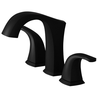 BWE 8 in. Widespread Double Handle Black Bathroom Faucet Set 3-Holes Vanity Sink With Metal Drain