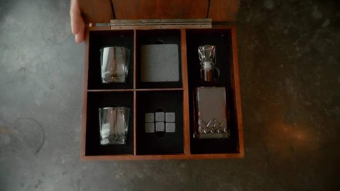 12pc Whiskey Box with Decanter Gift Set - Picnic Time, 2 of 14, play video