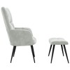 vidaXL Relaxing Chair with a Stool Light Gray Velvet - 4 of 4