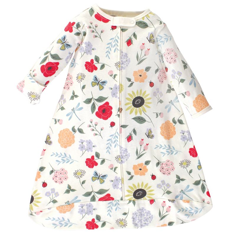 Touched by Nature Baby Girl Organic Cotton Long-Sleeve Wearable Sleeping Bag, Sack, Blanket, Flutter Garden, 4 of 5