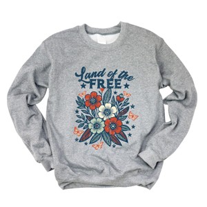 Simply Sage Market Distressed Land Of The Free Flowers Sweatshirt - 1 of 4