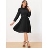 Allegra K Women's Work Long Sleeve Pleated Midi Shirt Dress - 2 of 4