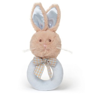 Bearington Baby Rattle Ring Bunny Blue 5.5" LIL' BUNNY TAIL Rattle/Ring - 1 of 4