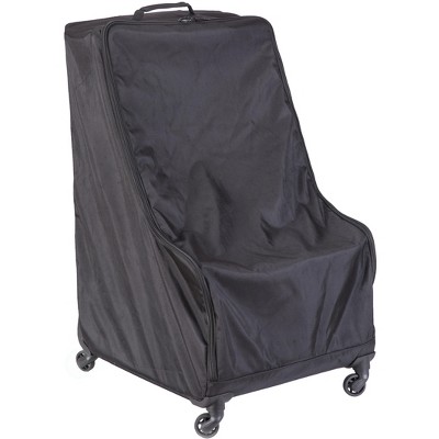 Quickway Imports Universal Car Seat Travel Bag with Spinner Wheels, Large Padded Protector Bag for Airplane, Gate Bag Check, Black