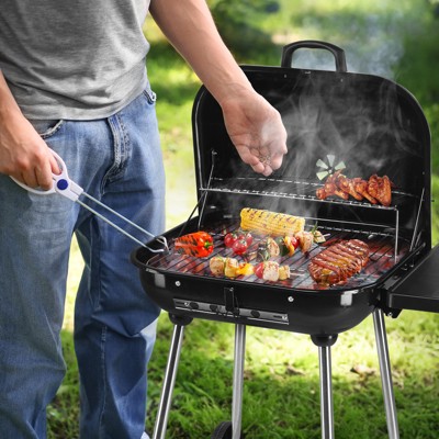 KTMBDW 28" Portable Charcoal Grill with Wheels and Foldable Side Shelf, Large BBQ Smoker with Adjustable Vents on Lid for Outdoor Party Camping Picnic