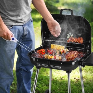 KTMBDW 28" Portable Charcoal Grill with Wheels and Foldable Side Shelf, Large BBQ Smoker with Adjustable Vents on Lid for Outdoor Party Camping Picnic - 1 of 4