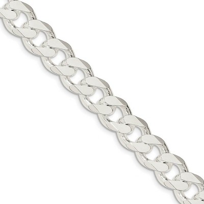 Black Bow Jewelry Men's 13mm Sterling Silver Solid Curb Chain Bracelet