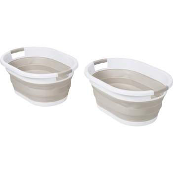 Honey-Can-Do Set of 2 Collapsible Hampers Warm Gray/White