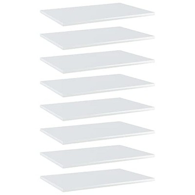 vidaXL Modern White High Gloss Bookshelf Boards, Set of 8 in Engineered Wood