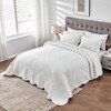 Oversized King Bedspreads 128x120 Extra Wide Quilt for Tall King California King Bed Lightweight 3 Piece Set Pure White - 4 of 4