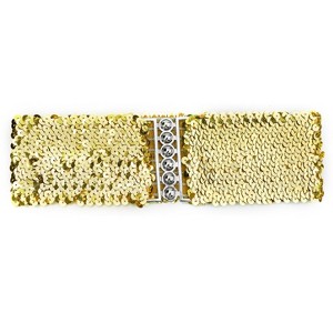 INSPIRE CHIC Women's Elastic Interlocking Buckle Sequin Waist Belt - 1 of 4