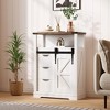 Small Sideboard Buffet Cabinet, Modern Farmhouse Kitchen Storage Cabinet with Sliding Barn Door & 3 Drawer - 2 of 4