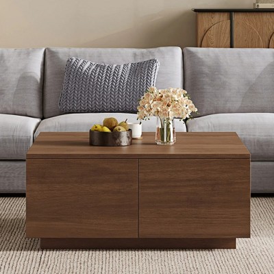 33.25" Square Coffee Table with 4 Drawers, Finish, Modern Storage Center Table