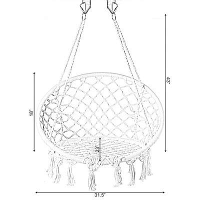 Round Off-White Cotton Rope Macrame Hanging Chair