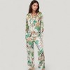 Anna-Kaci Lounge Women's Bird and Floral Print Pajama Set with Button Down Long Sleeve Top and Relaxed Fit Woven Pants - 2 of 4