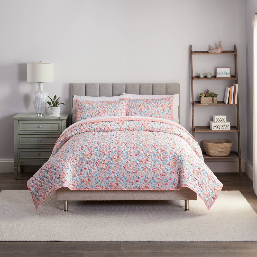 Photos - Bed Linen Waverly Traditions by  3pc Queen Quilt Set Coral Orange 