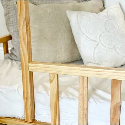 Natural Wood Twin House Bed Frame with Rails
