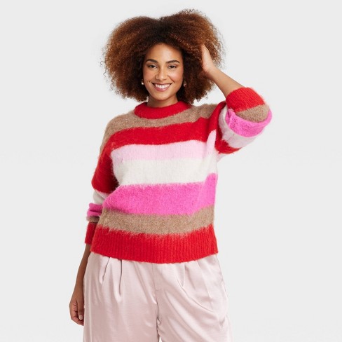 Pink and hotsell red striped sweater