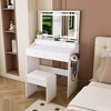 ORRD White Modern Vanity Desk with Mirror – 5 Drawers, Power Outlet, Hair Dryer Holder, 3-Color Lighting - 2 of 4
