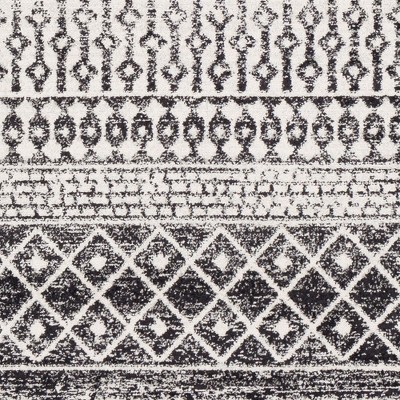 Louise Black and White Geometric Wool Area Rug 3'11" x 5'7"