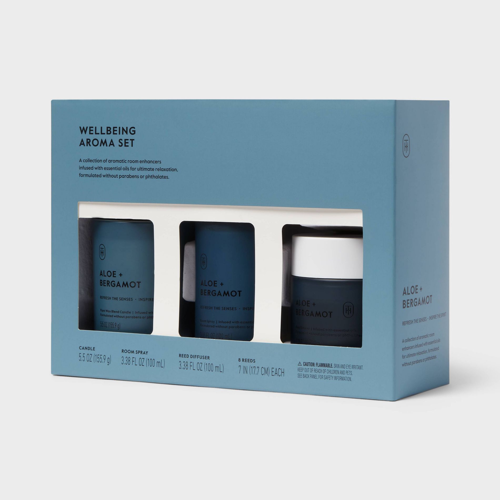 3pc Room Spray and Diffuser with Aloe and Bergamot Candle Gift Set - Threshold™