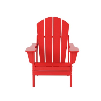 Red HDPE 5-Piece Adirondack Chair Set with Ottomans and Side Table