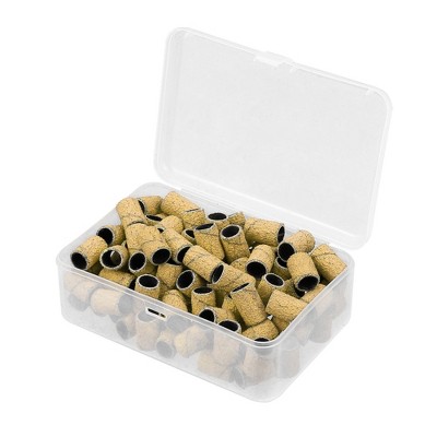 Unique Bargains 100 Pieces 80 Grit Sanding Bands Set with Free Box Drum Sander Sanding Sleeves for Nail Sanding Tools Light Yellow