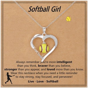 Athletic Jewelry Necklace 4 Sport Balls 16-19 Inch Adjustable Chain Silver Necklace-Softball - 1 of 4