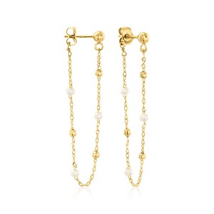 Pure Collection by Ross-Simons 2-2.5mm Cultured Pearl Singapore-Chain Drop Earrings in 14kt Yellow Gold - 1 of 4