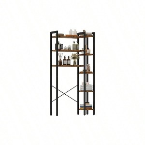 Over Toilet Storage with 8 - Tier Shelf Mass - Storage Side Open Rack Freestanding Bathroom Organizer Vintage Brown - 1 of 4