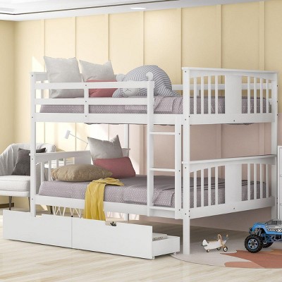 Streamdale Full over Full Bunk Bed with Drawers and Ladder for Bedroom, Guest Room Furniture-White