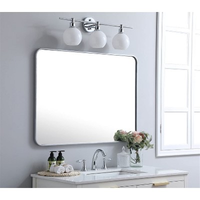Evermore Contemporary 40x30 Silver Wood Vanity Mirror