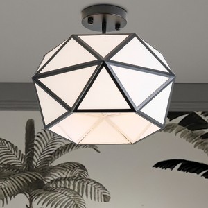 Maxax 15.7" Black Geometric Iron Globe Flush Mount Ceiling Light, 1-Light Fixture ¨C Modern Statement Light for Bedroom, Living Room - 1 of 4