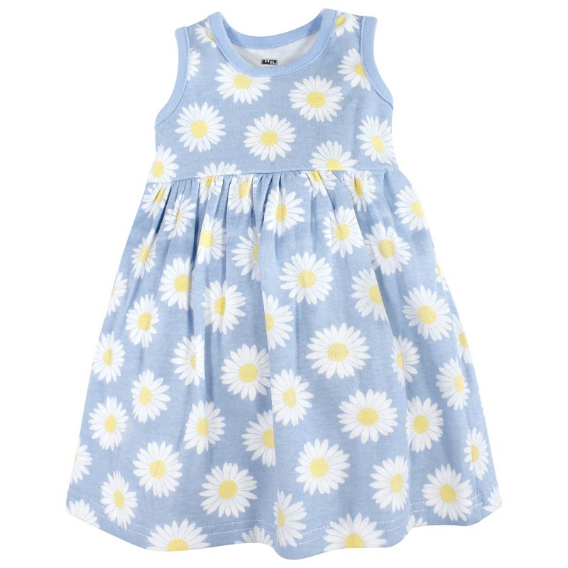 Hudson Baby Infant Girl Cotton Dress and Cardigan Set, Blue Daisy, 4 of 6