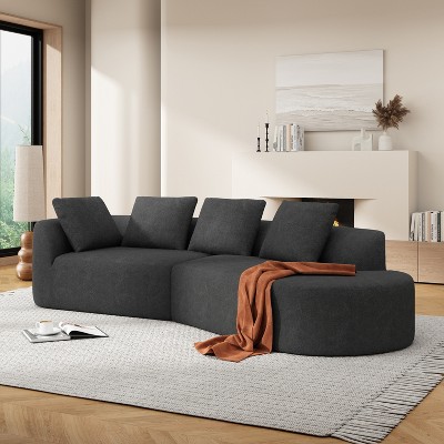 Christopher Knight Home 116" Modern Curved Sectional Sofa with High-Density Sponge and 4 Pillows