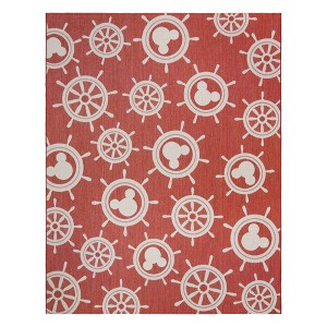 Disney by Gertmenian 7'8"x10' Mickey Mouse Maritime Flatweave Indoor Outdoor Accent Rug Red - 1 of 4
