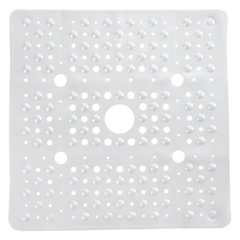 Rubber Non-slip Square Shower Mat With Microban White - Slipx