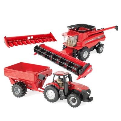 Tomy 1/32 Case IH 8230 Combine w/ Both Heads, AFS Connect Magnum 380 & Grain Cart Set 47357