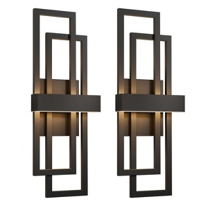 LamQee Black LED Wall Sconce Outdoor Large Modern Exterior Light Fixture Outside Lighting Sleek Dual Rectangle Indoor Light - 1 of 4