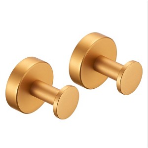 HANPURE Round Base Wall Hanging Towel Hook with Screws, Brushed Gold, 2 Pack, for Entry, Wardrobe, Bathroom, Bedroom - 1 of 4