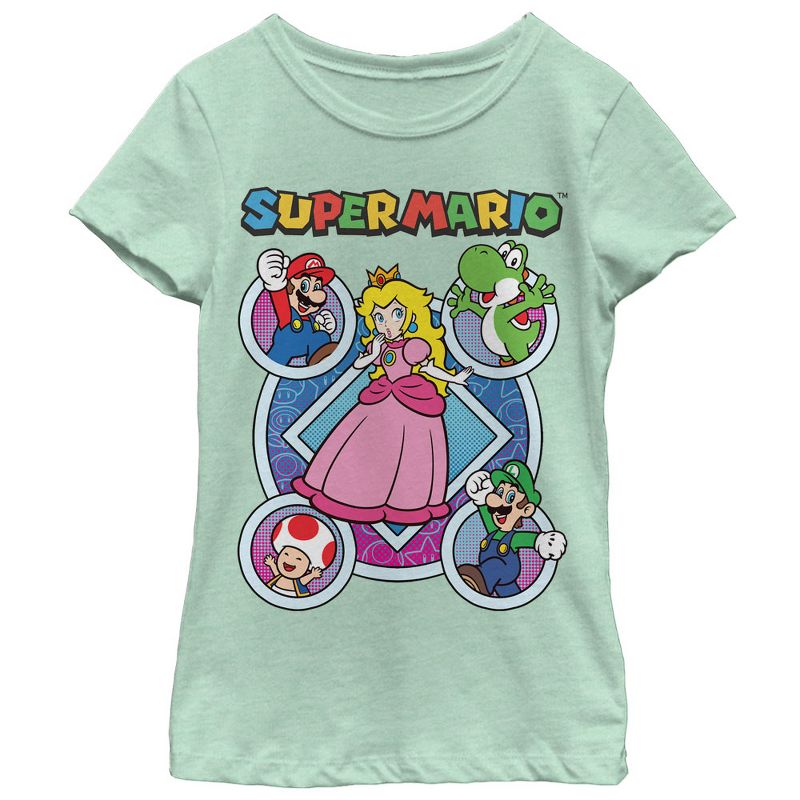 Girl's Nintendo Super Mario Princess Peach Friends T-Shirt, 1 of 5