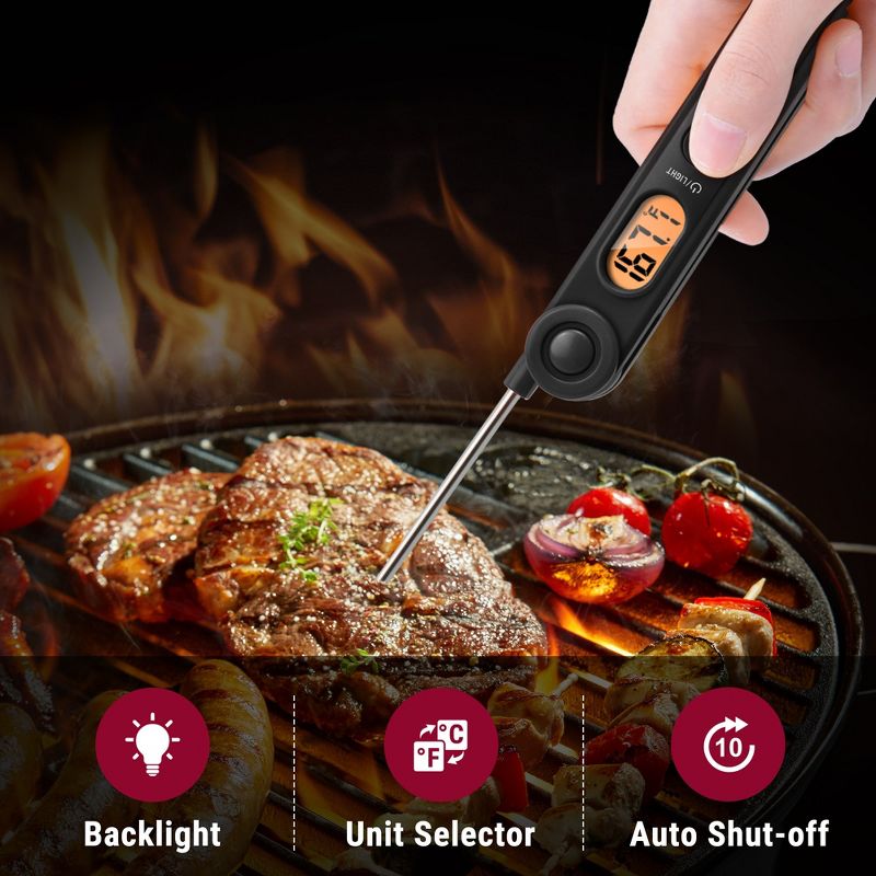 ThermoPro TP03BW Digital Instant Read Meat Thermometer Food Candy Cooking Kitchen  Thermometer with Magnet and Backlight for Oil Deep Fry Smoker Grill BBQ Thermometer, 4 of 11