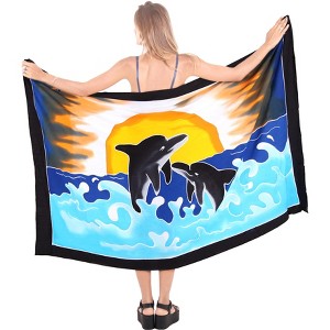 LA LEELA Women's Summer Beach Wrap Bikini Wraps Sarong Swimwear Cover up Skirt Bathing suit Swimsuit Pareo for Women One Size Blue, Fish - 1 of 4