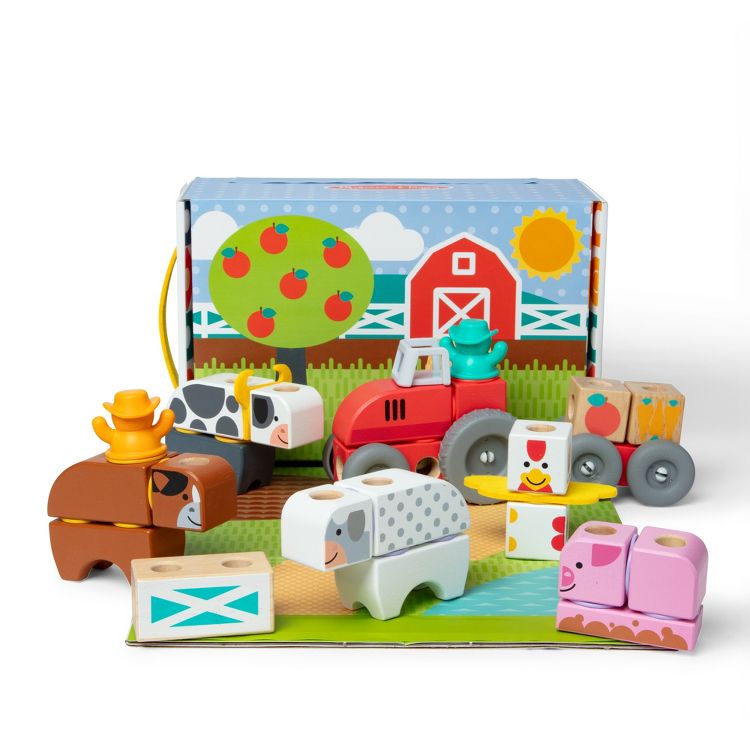 Melissa & Doug Blockables Farm Snap And Play, Mix And Match Connectable Wooden Building Blocks Play Set - 56Pc, 1 of 9
