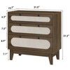 3 Drawer Wood Dresser with Rattan Accents, Nightstand Bedside Table for Bedroom, Living Room, or Entryway - 2 of 4