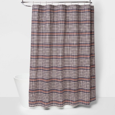 Yarn Dye Adieu Plaid Striped Shower Curtain Blue - Threshold™