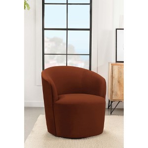Upholstered Barrel-Style Swivel Chair with Round Silhouette and Thick Waterfall Seat for Living Room - 1 of 4