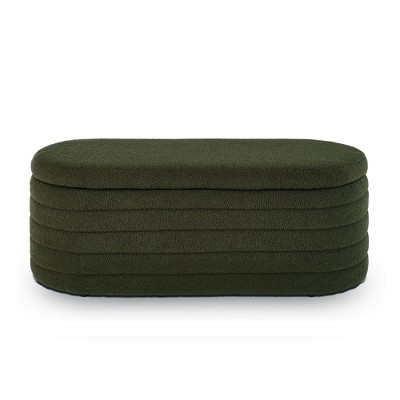 NicBex Modern 43" Boucle Fabric Storage Bench with Oval Shape for Bedroom and Living Room
